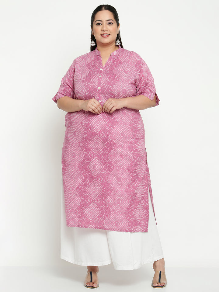 Women Purple Printed Plus Size Kurta