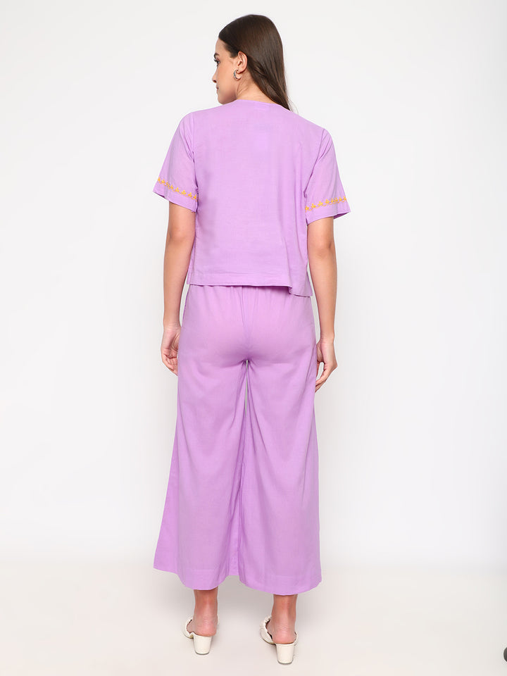 Women Purple Chikankari Embroidered Co-ord Set