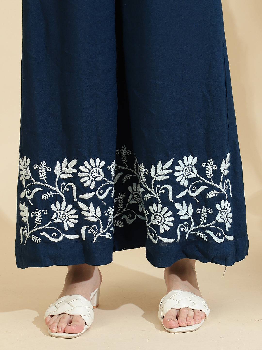 Womens Blue Embroidered Co ord Set