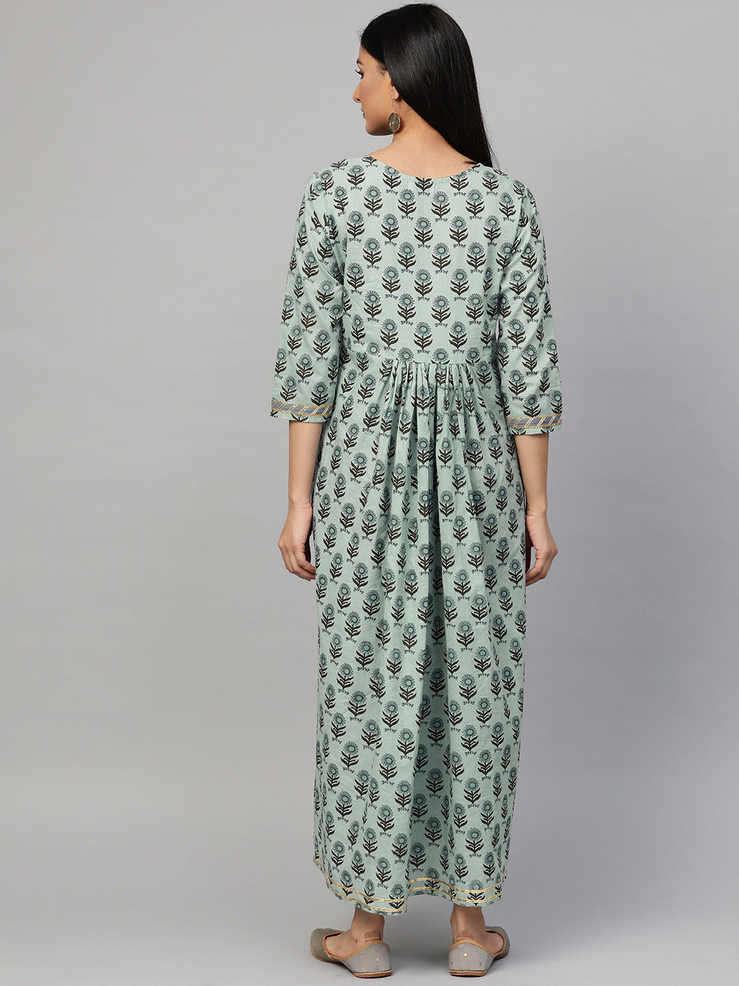 Women Green Printed Gota work Kurta