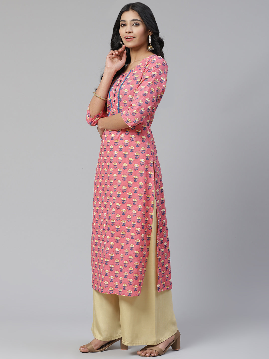 Women Pink Printed Kurta