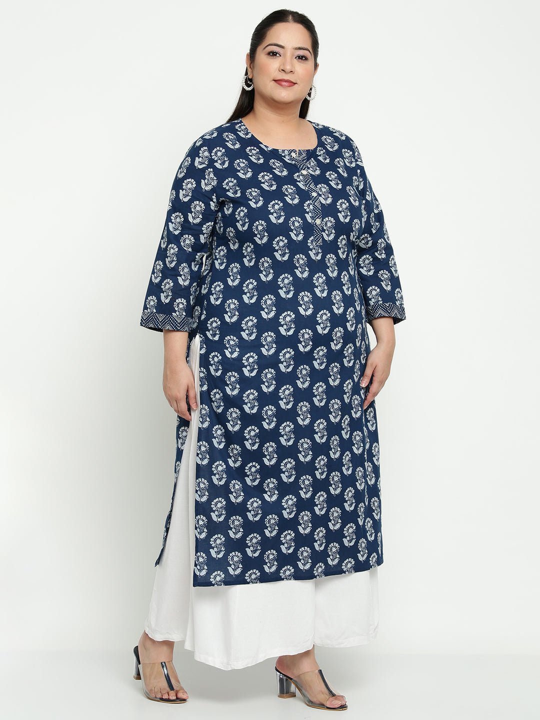 Women Blue Plus Size Kurta