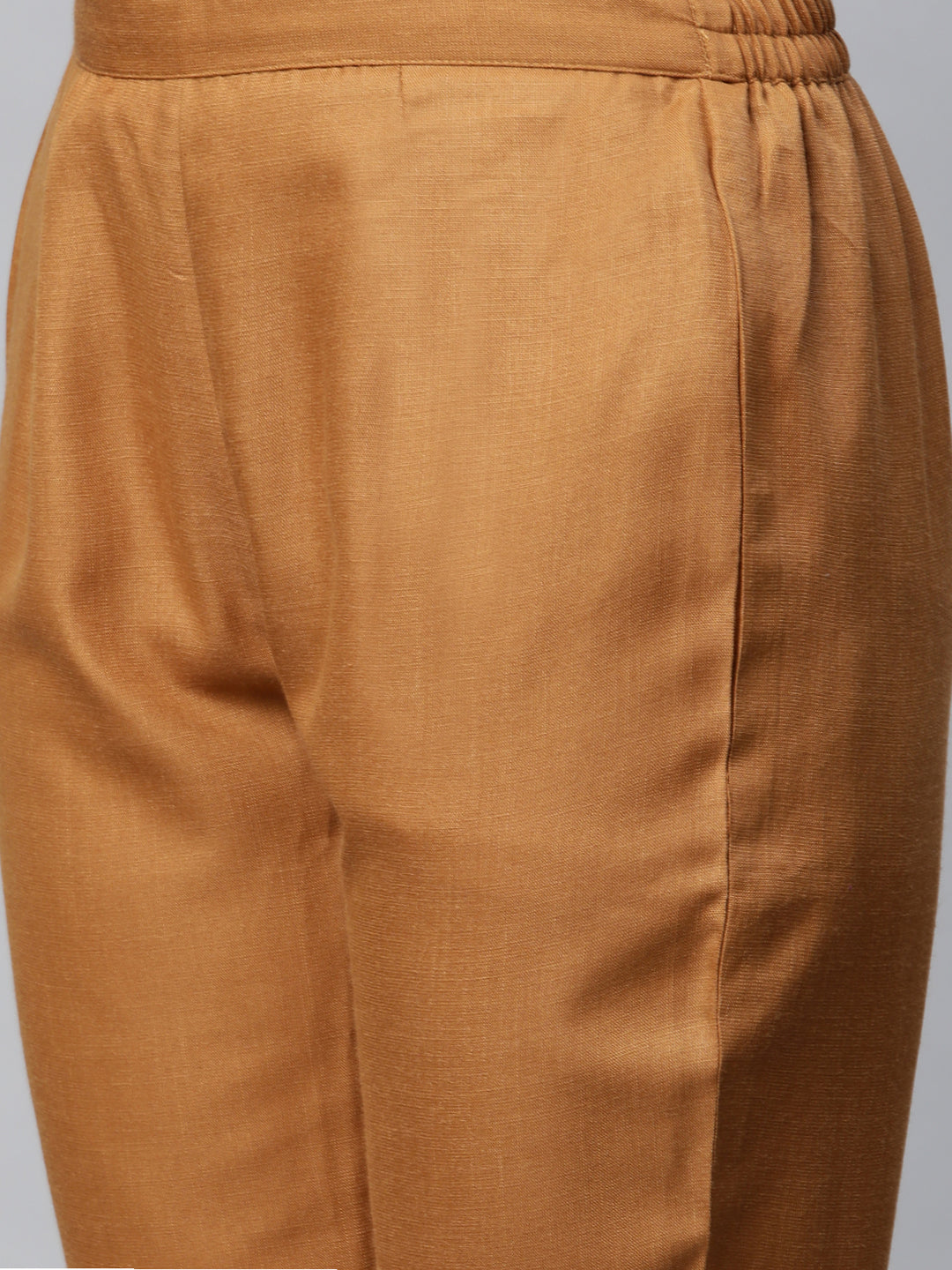 Women Brown Solid Embroidered Yoke Kurta with Trousers and Dupatta